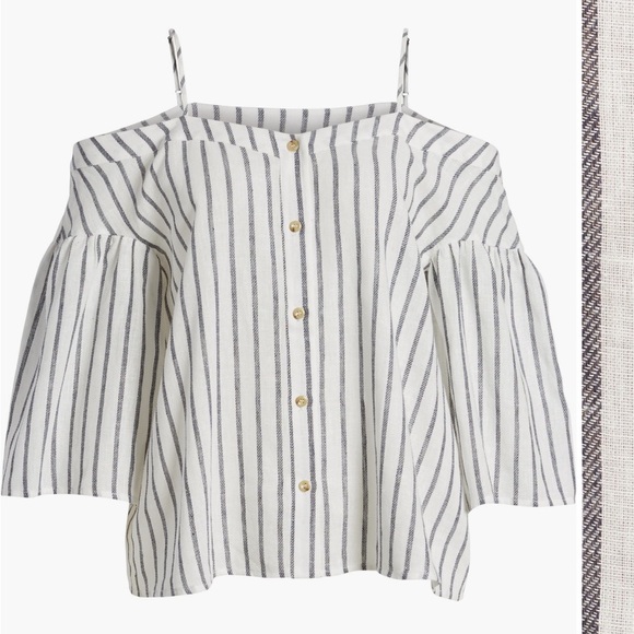 BP. Striped Off The Shoulder Women Top. Size Small. - Picture 5 of 7